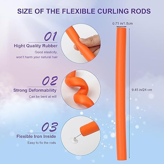 Ms Aloe 30PCS Flexible Curling Rods Twist Foam Roller Hair Curlers for Curly Hair 0.71inch No Heat Hair Rods Rollers No Heat Hair Curlers for Long, Medium, Short Hair(1.8cm) - Image 2